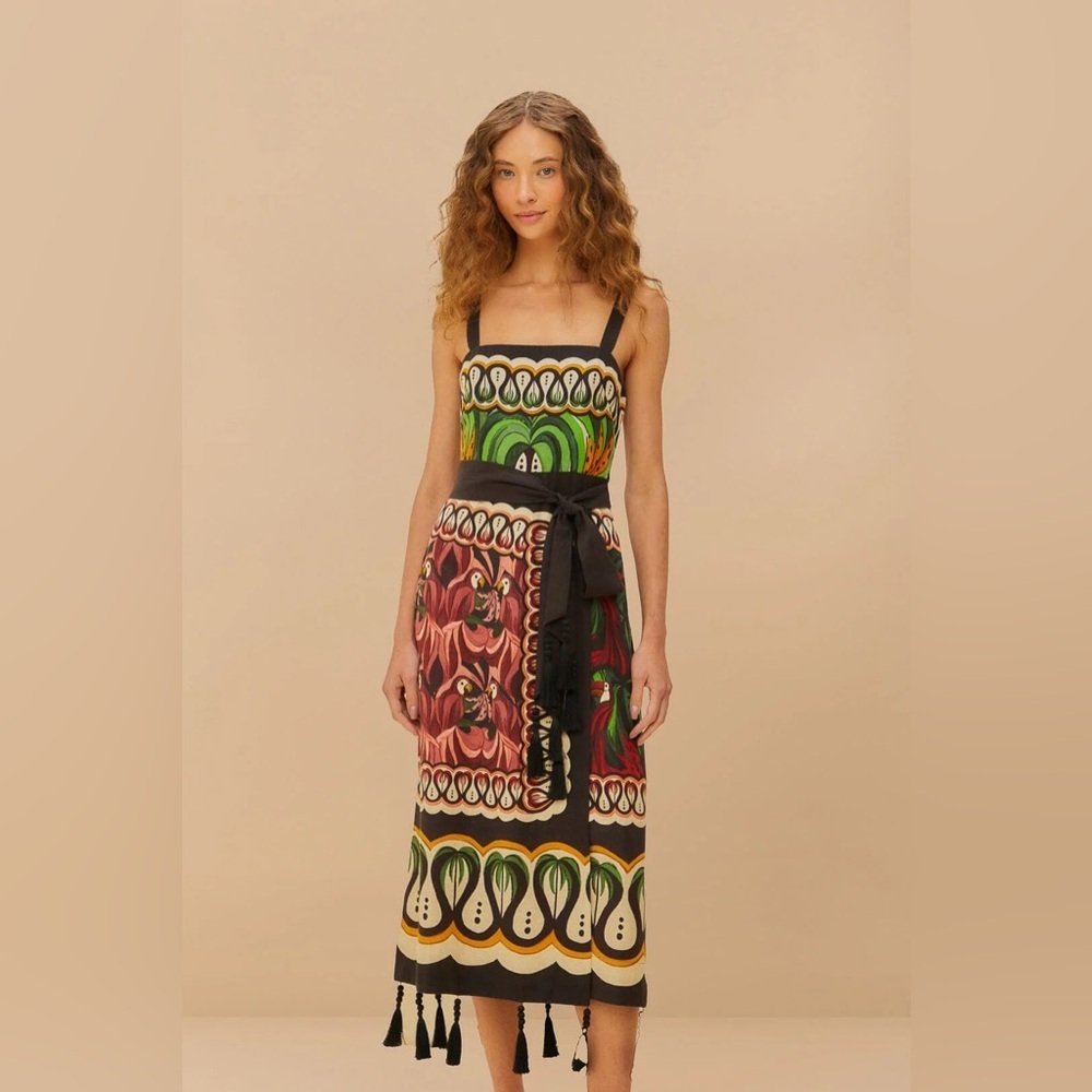 NWT Farm Rio Coconut Tree Flow midi dress